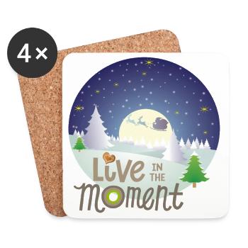 La magie hivernale Vivre dans l’instant - Dessous de verre (lot de 4) - blanc - Devant