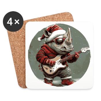 Guitare de Noël Rhino - Dessous de verre (lot de 4) - blanc - Devant