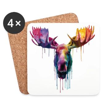 Moose Moose Head - Coasters (set of 4) - white - Front