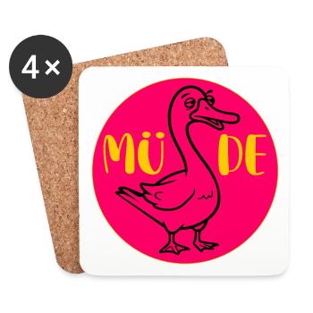 GANS GÄNSE Müde - Untersetzer (4er-Set) - Weiß - Vorne