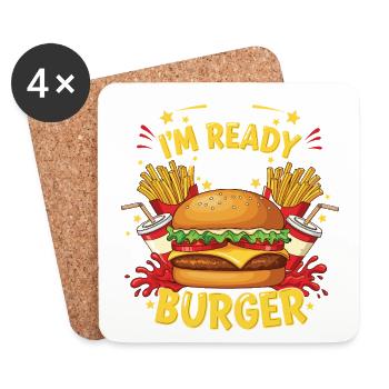 Burger Hamburger - Dessous de verre (lot de 4) - blanc - Devant