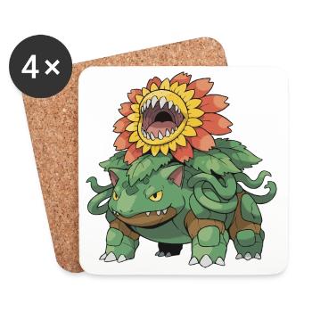 Sunflower Monster Beast - Coasters (set of 4) - white - Front
