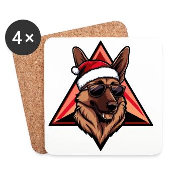 Santa Schäferhund Sonnenbrille - Untersetzer (4er-Set) - Weiß - Vorne