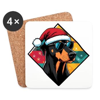 Dobermann Weihnachten Sonnenbrille - Untersetzer (4er-Set) - Weiß - Vorne