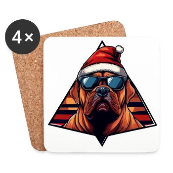 Fumeur du Père Noël Bulldog Comic - Dessous de verre (lot de 4) - blanc - Devant