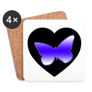 Papillons - Dessous de verre (lot de 4) - blanc - Devant