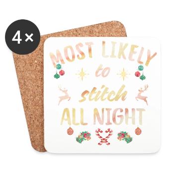 Most likely to stitch all night - Coasters (set of 4) - white - Front