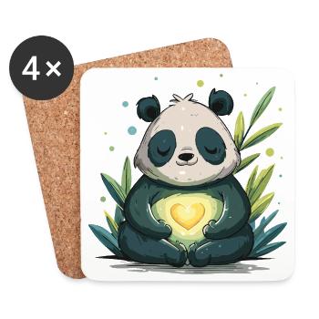 Panda Heart Lamp - Coasters (set of 4) - white - Front