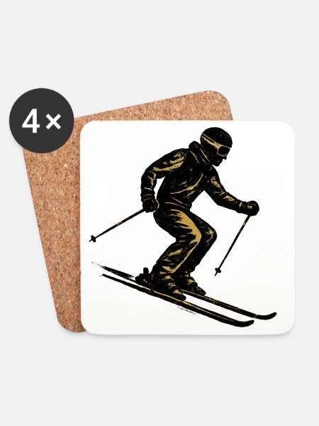 Skifahren | Skifahrer | Berg - Untersetzer (4er-Set) - Weiß