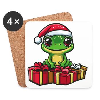 Frosch Weihnachten Geschenke - Untersetzer (4er-Set) - Weiß - Vorne