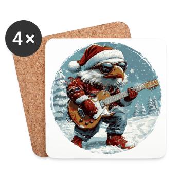Guitare de Noël Eagle - Dessous de verre (lot de 4) - blanc - Devant