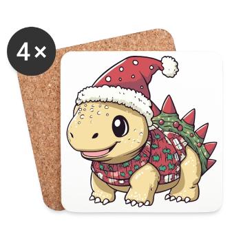 Dinosaurier stegosaurus Weihnachten Xmas - Untersetzer (4er-Set) - Weiß - Vorne