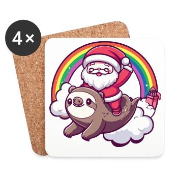 Noël paresseux du Père Noël - Dessous de verre (lot de 4) - blanc - Devant