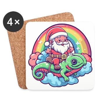 Chameleon Weihnachtsmann Weihnachten - Untersetzer (4er-Set) - Weiß - Vorne