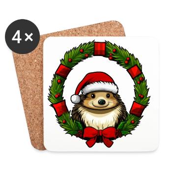 Hérisson de Noël - Dessous de verre (lot de 4) - blanc - Devant