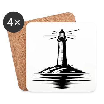Licht an, Sturm aus - Leuchtturm Geschichten - Untersetzer (4er-Set) - Weiß - Vorne