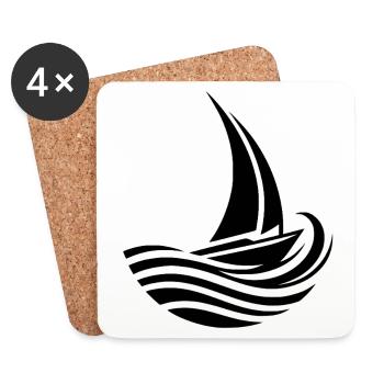 Minimalistisch maritim Segelboot trifft Welle - Untersetzer (4er-Set) - Weiß - Vorne