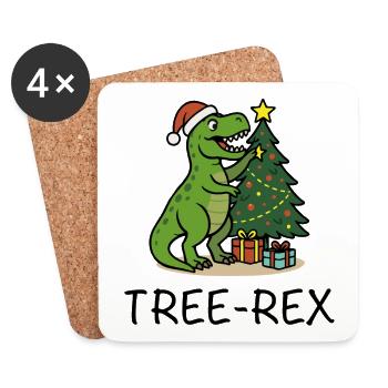Tree-Rex – Ugly Christmas Style - Coasters (set of 4) - white - Front