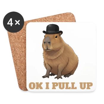 Ok I Pull Up - Capybara Meme Humor - Coasters (set of 4) - white - Front