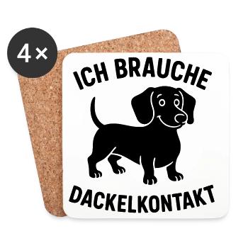 Dachshund contact - Coasters (set of 4) - white - Front