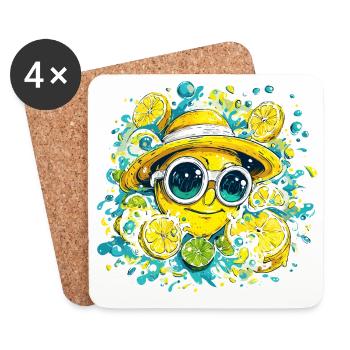 Citrus Smile with Hat and Glasses - Coasters (set of 4) - white - Front