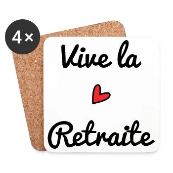 RETRAITE. RETRAITE. RETRAITEE. SENIOR. MAMIE. PAPY - Dessous de verre (lot de 4) - blanc - Devant