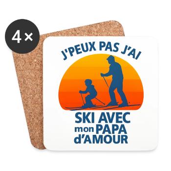 I can't I ski with daddy of love - Coasters (set of 4) - white - Front