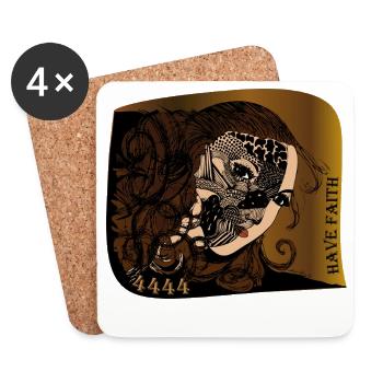 Maske des Glaubens Zentangle - Untersetzer (4er-Set) - Weiß - Vorne