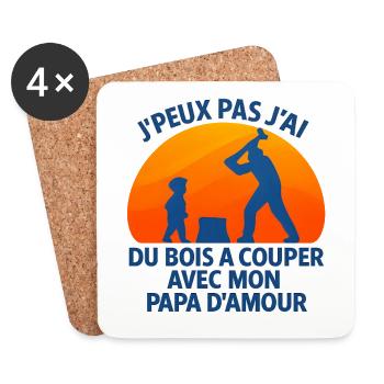 Wood to cut with daddy of love - Coasters (set of 4) - white - Front