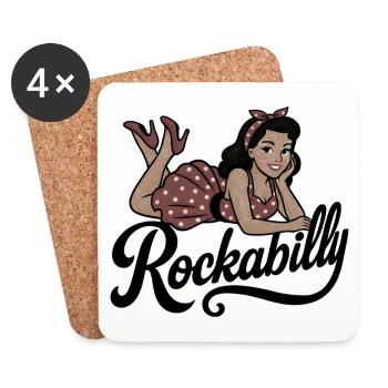 Rockabilly Femme Années 50 Allongé Jupon Cadeau - Dessous de verre (lot de 4) - blanc - Devant