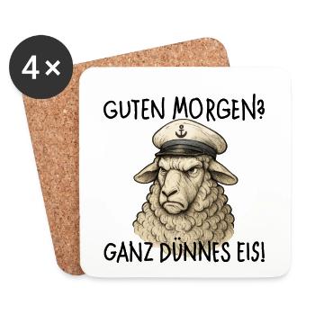 Schaf Kapitän  Guten Morgen - Untersetzer (4er-Set) - Weiß - Vorne