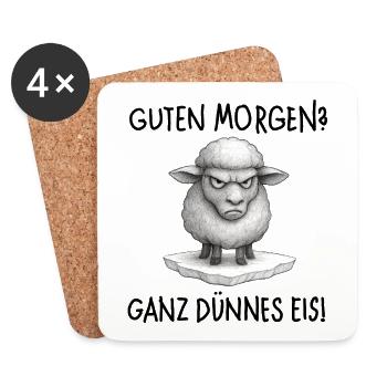 Grimmiges Schaf auf Eisplattform…. Guten Morgen ?  - Coasters (set of 4) - white - Front