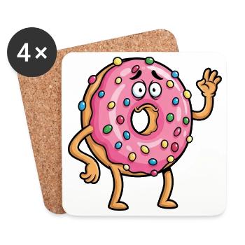 Süßer Donut winken traurig Abschied Freund Cartoon - Untersetzer (4er-Set) - Weiß - Vorne
