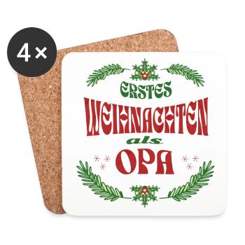 Erstes Weihnachten als Opa – Vintage Weihnachtsdes - Untersetzer (4er-Set) - Weiß - Vorne