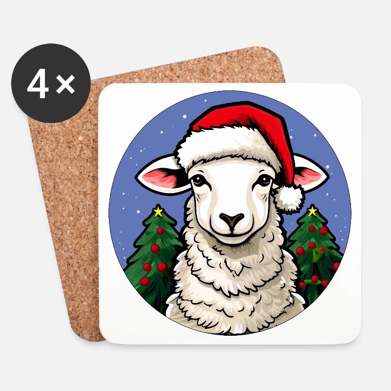 Schafe Weihnachten - Untersetzer (4er-Set) - Weiß