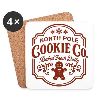 Logo de la Cookie Co du Pôle Nord avec pain d’épices - Dessous de verre (lot de 4) - blanc - Devant