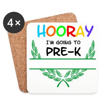 Hurra, ich gehe in Pre-K - Namensraum - Untersetzer (4er-Set) - Weiß - Vorne