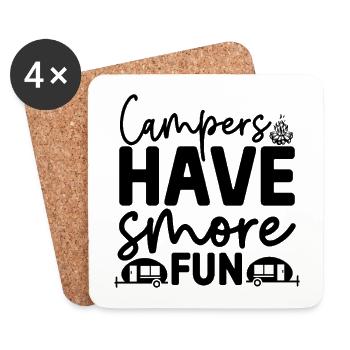 Campers Have S'more Fun Funny Pun - Coasters (set of 4) - white - Front