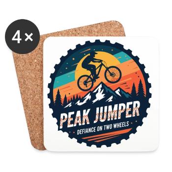 Peak Jumper Mountainbike-Abzeichen - Untersetzer (4er-Set) - Weiß - Vorne