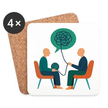 Psychotherapie Illustration – Therapeut / Berater - Untersetzer (4er-Set) - Weiß - Vorne