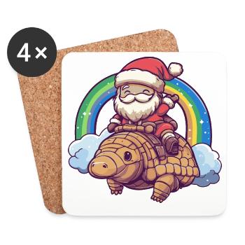 Noël du Père Noël des armadillos - Dessous de verre (lot de 4) - blanc - Devant