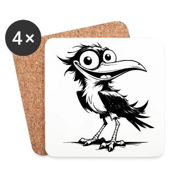 Witziger Flattermann Vogel mit Grinsen im Gesicht - Untersetzer (4er-Set) - Weiß - Vorne