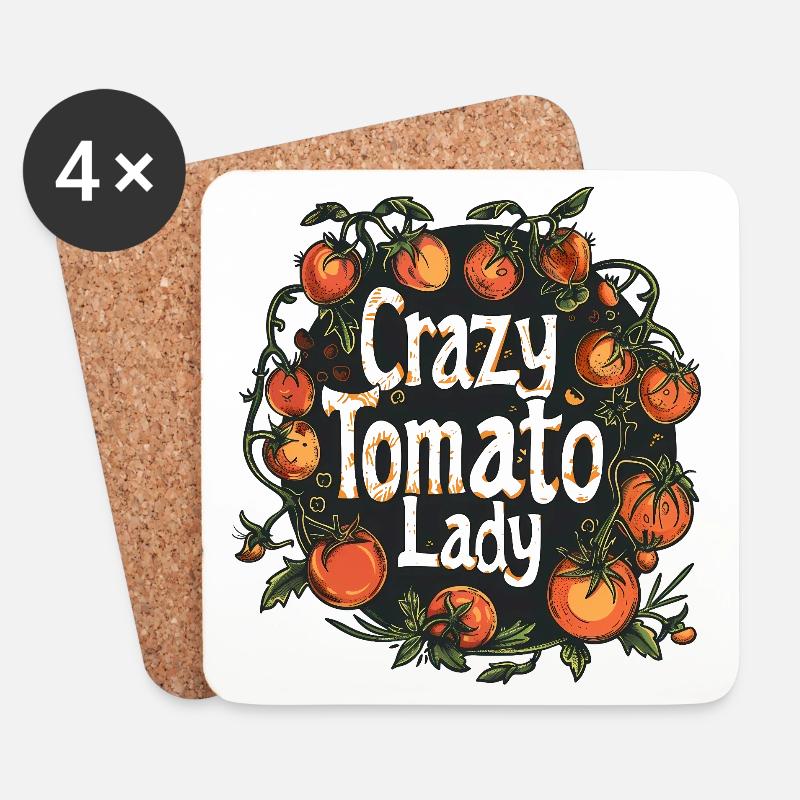 Crazy Tomato Lady – Funny Tomato Growing Design - Untersetzer (4er-Set) - Weiß