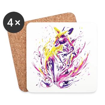 Kangaroo Animal Australia Down Under Neon Colorful Art - Coasters (set of 4) - white - Front