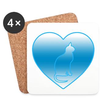 Katze - Untersetzer (4er-Set) - Weiß - Vorne