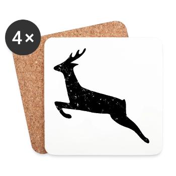Weihnachten Wildwechsel Hirsch used look wild Wald - Untersetzer (4er-Set) - Weiß - Vorne