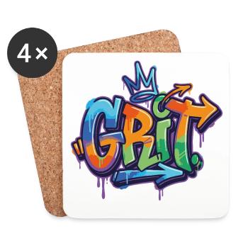 Grit Graffiti Motivation - Coasters (set of 4) - white - Front
