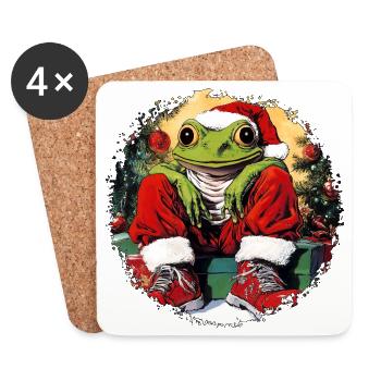 Christmas Frogs - Coasters (set of 4) - white - Front