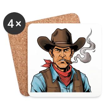 Cowboy with Cigar - Coasters (set of 4) - white - Front