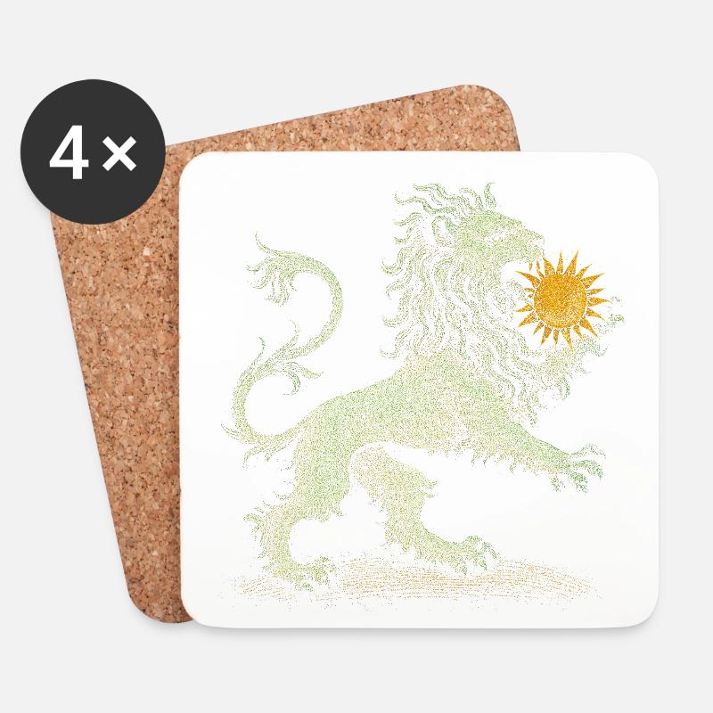 Grüner Löwe - Untersetzer (4er-Set) - Weiß